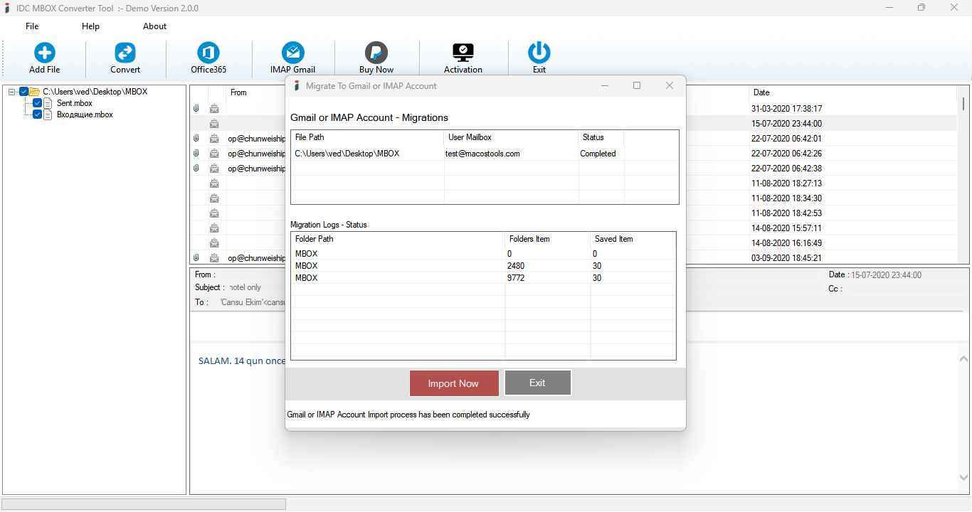 MBOX File Message to Gmail Account Conversion Process