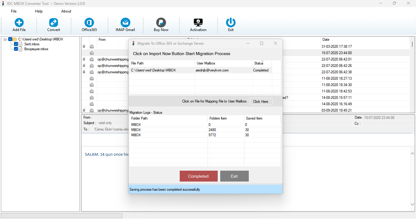 MBOX File Message to Office 365 Account Conversion Process